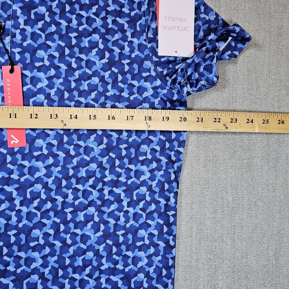 REDVANLY Norton Polo Shirt Mazarine Blue S Athletic Geometric Stretch Golf - Picture 7 of 12